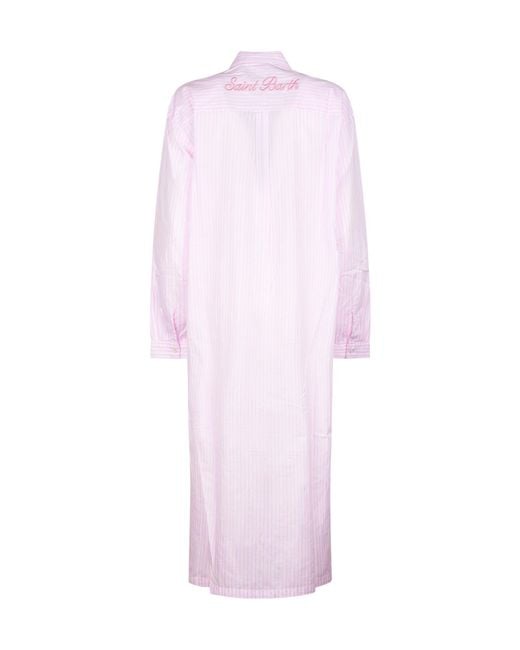 Mc2 Saint Barth Pink Adeline Striped Long Shirt
