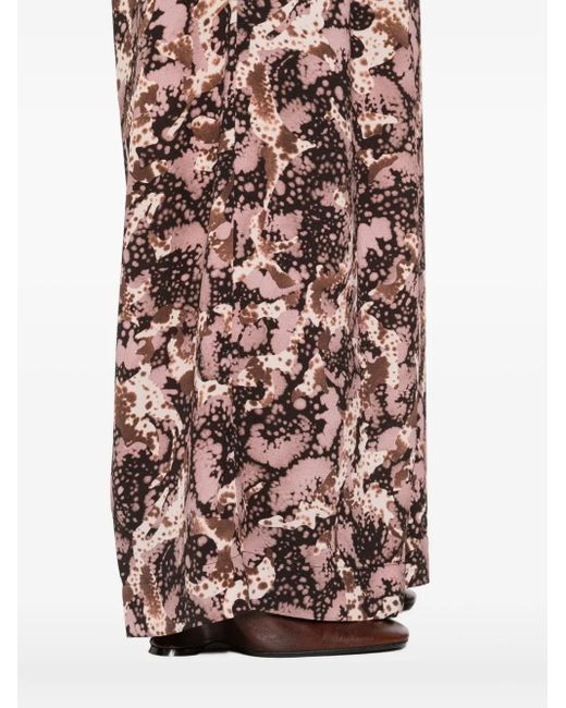 Dries Van Noten Red Patterned Casual Pants
