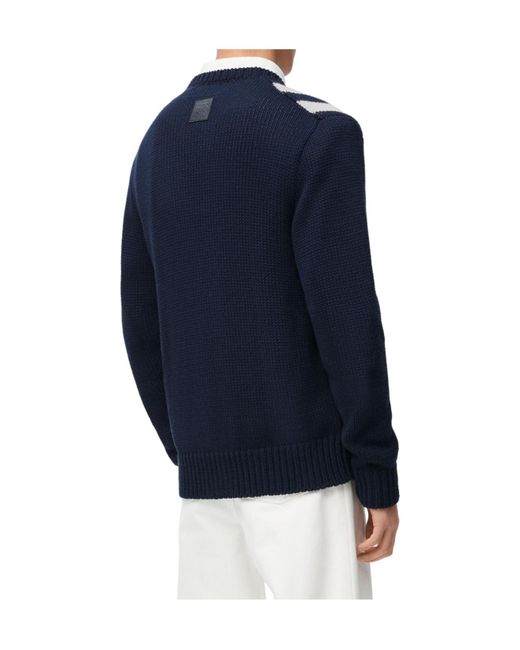 Loewe Blue Striped V-Neck Cardigan for men