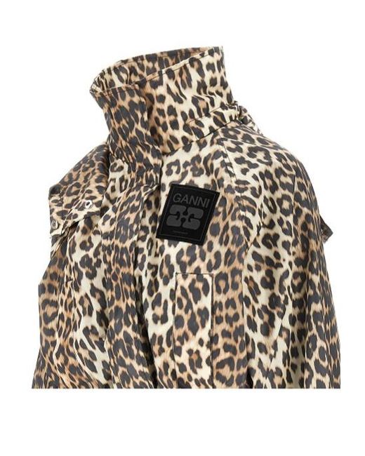 Ganni Multicolor Leopard Parka Coat