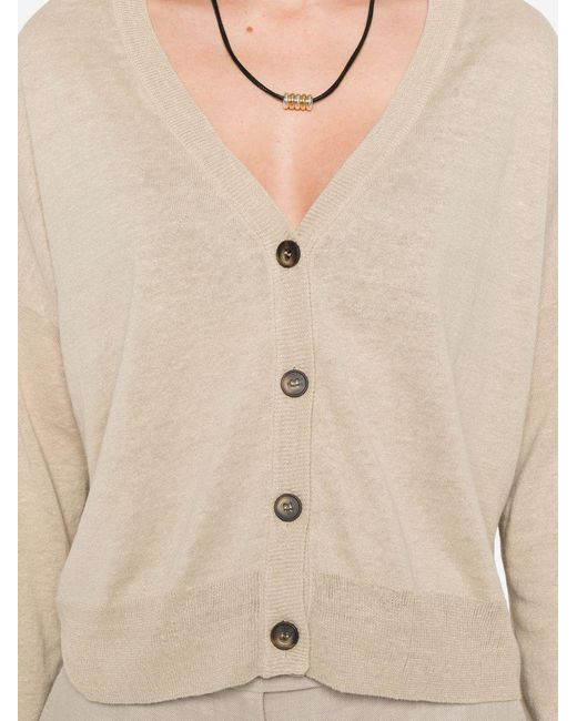 Baserange Natural Buttoned V-Neck Cardigan