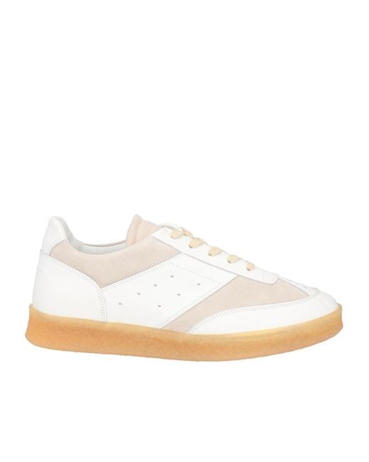 MM6 by Maison Margiela White Color-Block Leather Casual Shoes