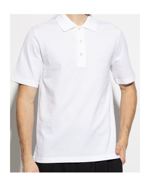 Lanvin White Short Sleeved Polo Shirt for men