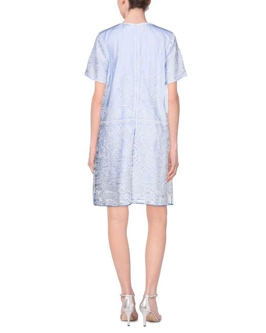 Burberry Blue Mini Dress Polyester, Polyamide, Cotton