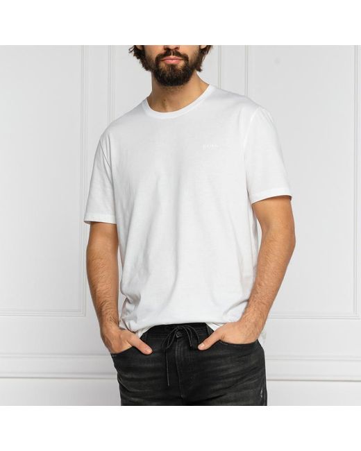 Boss White T-Shirt With Round Neck And Short Sleeves for men