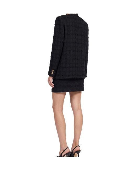 Alessandra Rich Black Check Tweed Bouclé Double-Breasted Jacket