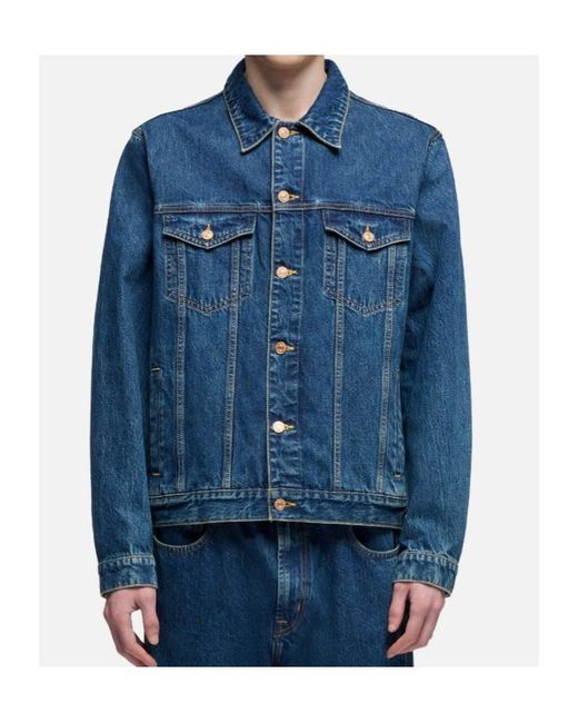7 For All Mankind Blue Long-Sleeve Denim Jacket for men