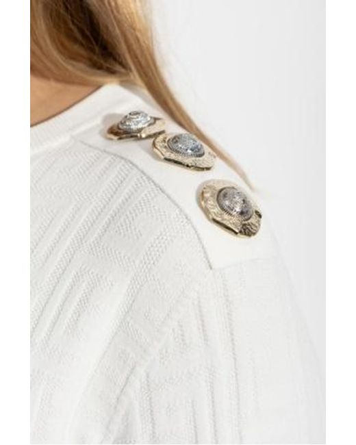Balmain White Logo Monogram Jumper