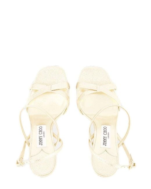 Jimmy Choo Natural Elsy 85 Block Heel Sandals