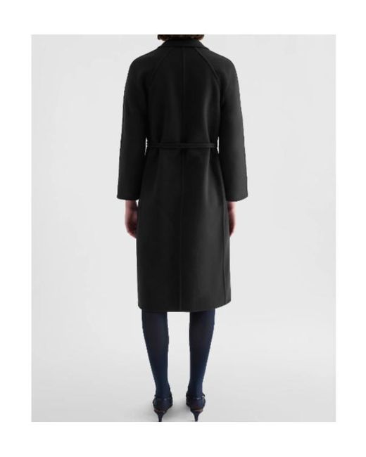 Jil Sander Black 84 Db Belted Wrap Coat
