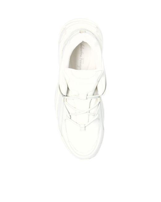 Ferragamo White Round Head Low-Cut Sneakers for men