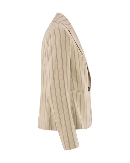 Antonelli Natural Pinstriped Single-Breasted Blazer