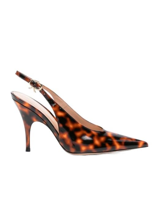 Gianvito Rossi Brown Sofia Sling Tortoiseshell-Effect Slingback Pumps
