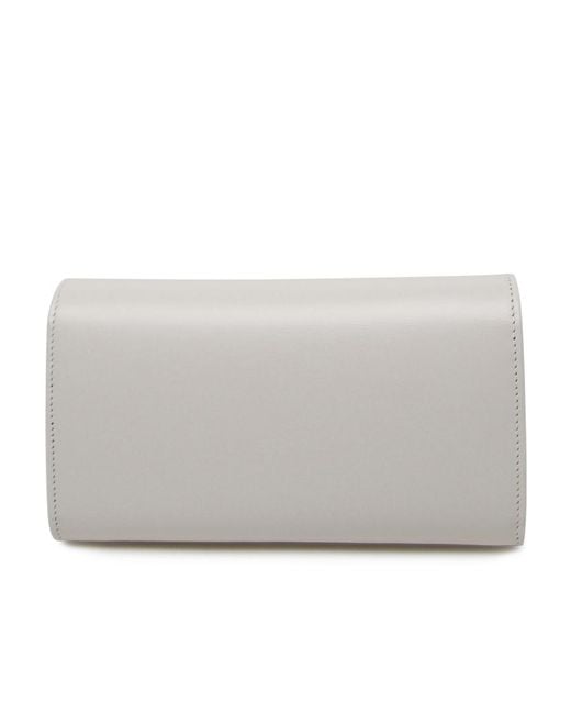Jil Sander Gray Logo Embossed Foldover Crossbody Bag