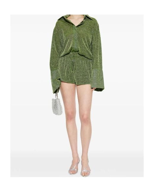 Oseree Green Oséree Lurex Oversized Shirt