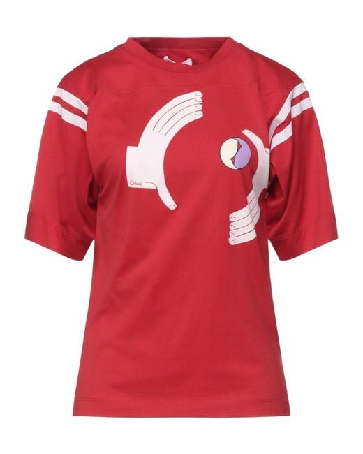 Chloé Red Printed Short Sleeve T-Shirt