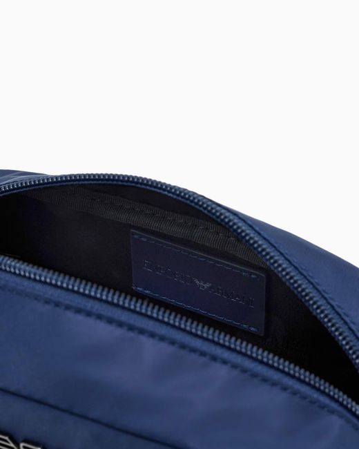 Emporio Armani Blue Eagle-Logo Messenger Bag for men