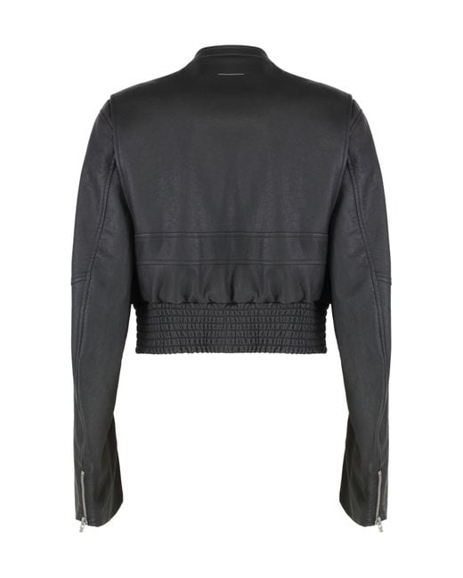 MM6 by Maison Margiela Black Cropped Bomber Jacket