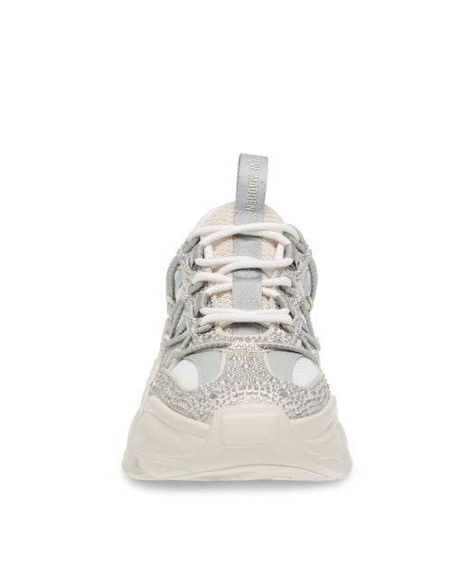 Steve Madden Silverwhite Rhinestoneembellished Chunky Sneakers