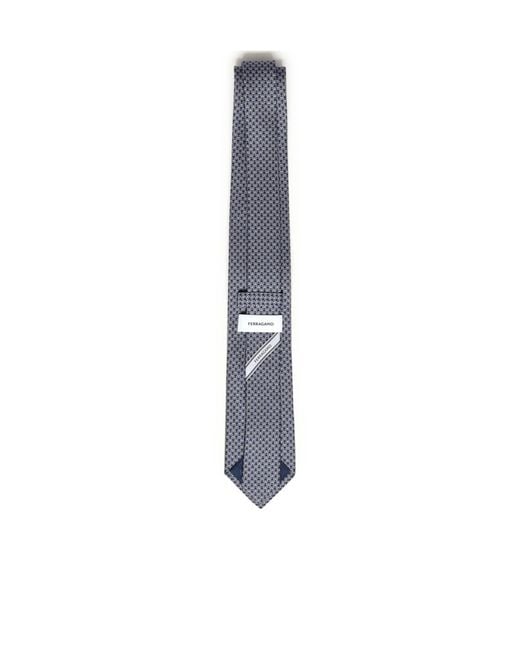 Ferragamo White Ferragamo Jacquard Pointed Tip Tie for men