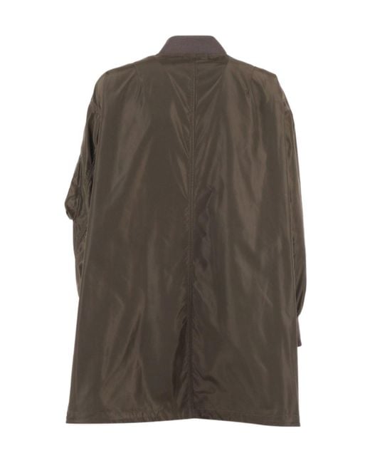 Aspesi Green Ribbed Collar Long-Sleeved Trench Coat