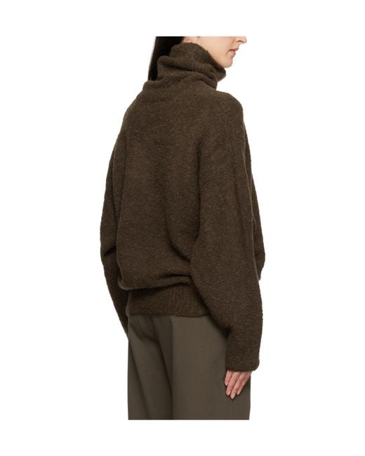 Totême Brown Loop Fleece Turtleneck Sweater