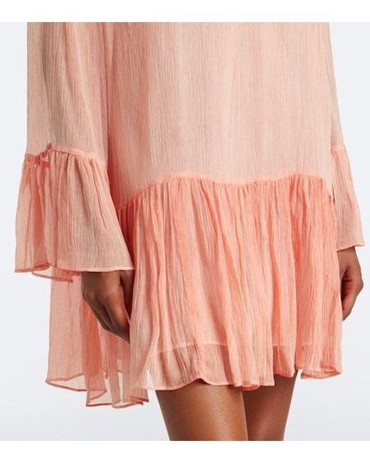 Ulla Johnson Pink Emmeline Ruffled Silk Chiffon Minidress