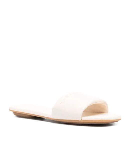 Hogan White Leather Slides