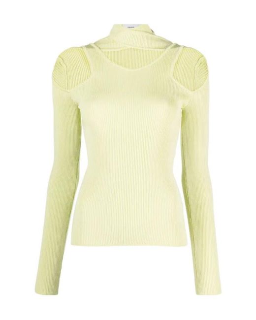 Coperni Yellow Cut-Out Ribbed-Knit Jumper