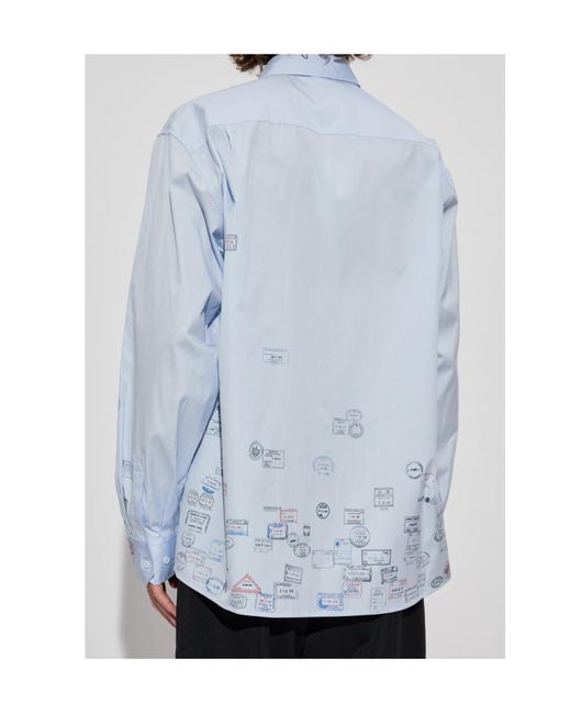 Vetements Blue Passport-Stamp Print Shirt for men