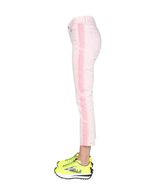 Stella McCartney Pink Logo Detailed Slim Fit Jeans
