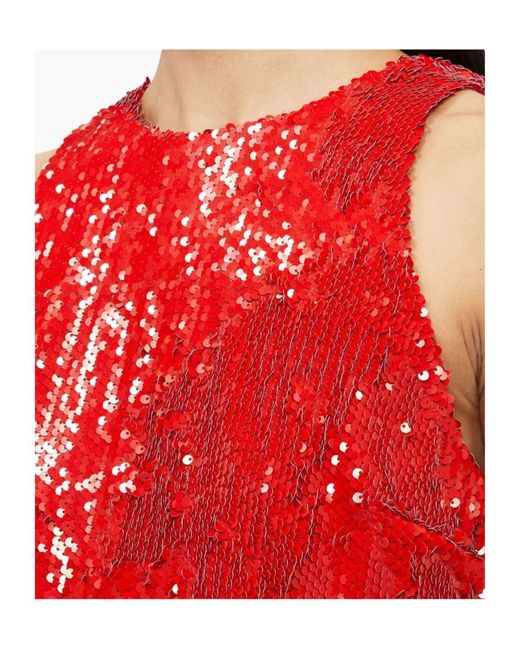 MSGM Red Sequinned Top