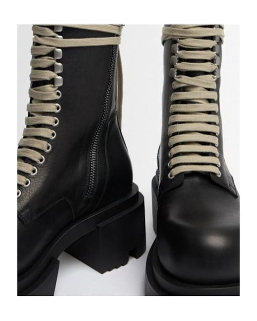 Rick Owens Black Lace-Up Leather Boots for men