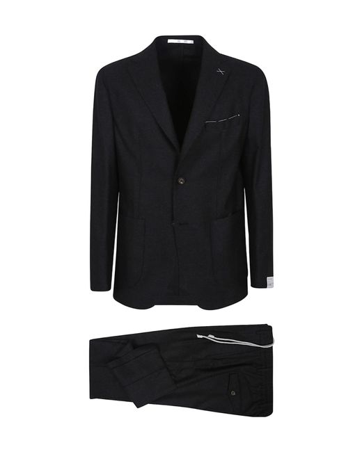 Eleventy Black Drawstring Single-Breasted Suit for men