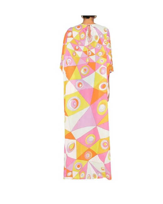 Emilio Pucci Pink Pucci Geometric Print Kaftan Dress