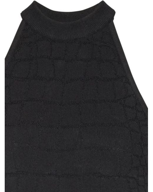 Balmain Black Top With Crocodile Effect