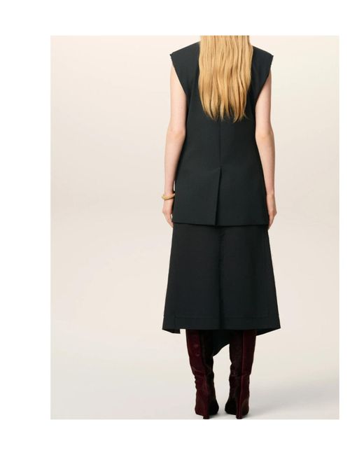 AMI Black Smocking Notched-Collar Gilet
