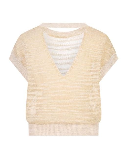 Peserico White Short-Sleeved Crewneck Jumper