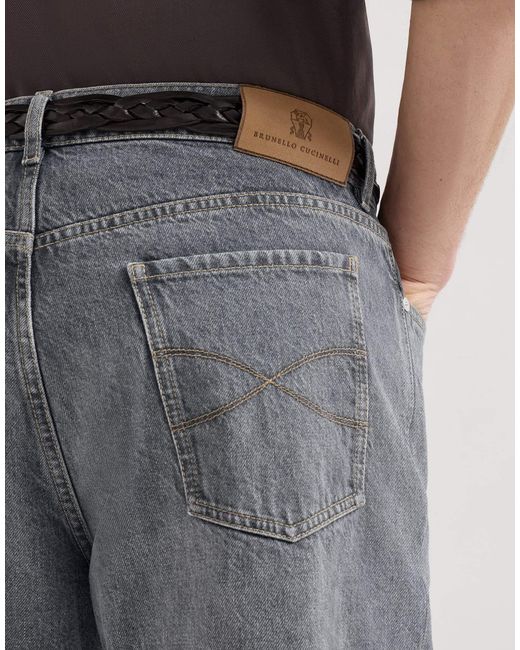 Brunello Cucinelli Gray Greyscale Denim Iconic Fit Five-Pocket Trousers for men