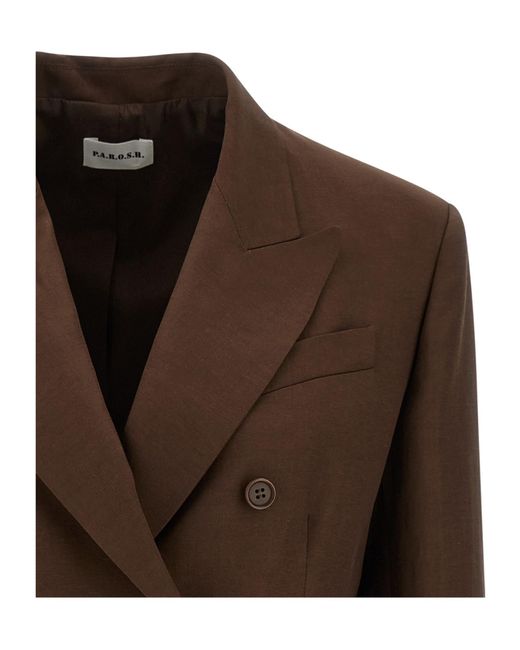 P.A.R.O.S.H. Brown Raisa Double-Breasted Blazer