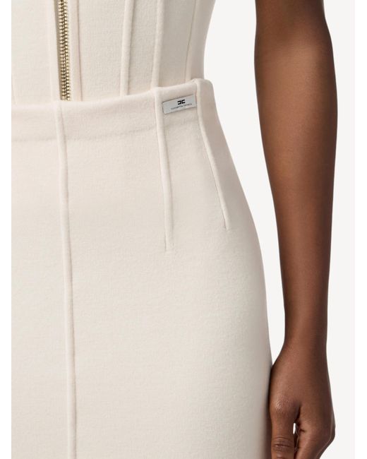 Elisabetta Franchi White Logo Patch Midi Skirt