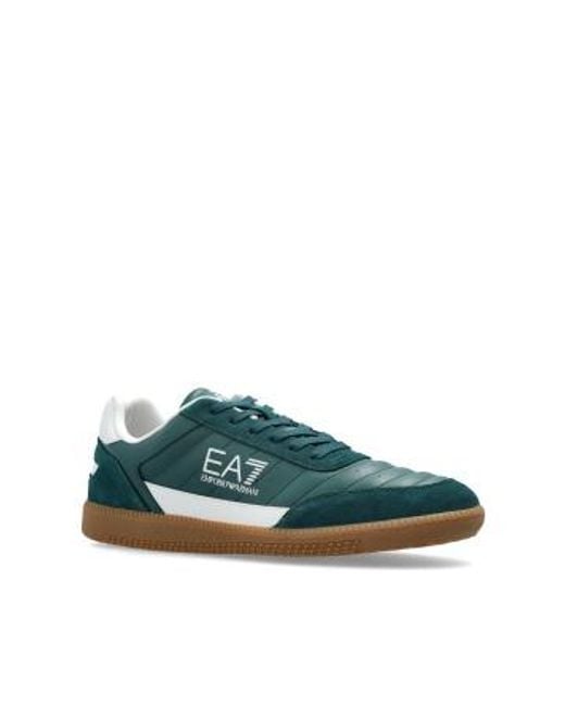 EA7 Green Logo Printed Lace-Up Sneakers for men