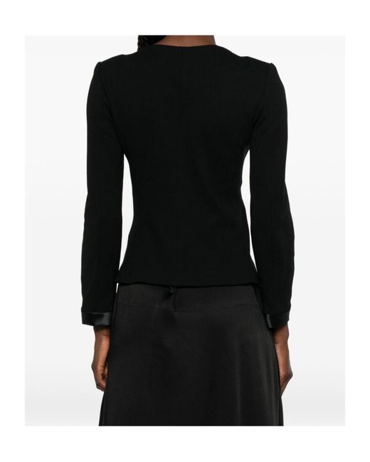 Emporio Armani Black Bow-Detailed Crewneck Jacket
