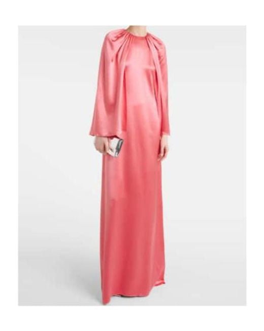 Monique Lhuillier Red Caped Silk Satin Gown