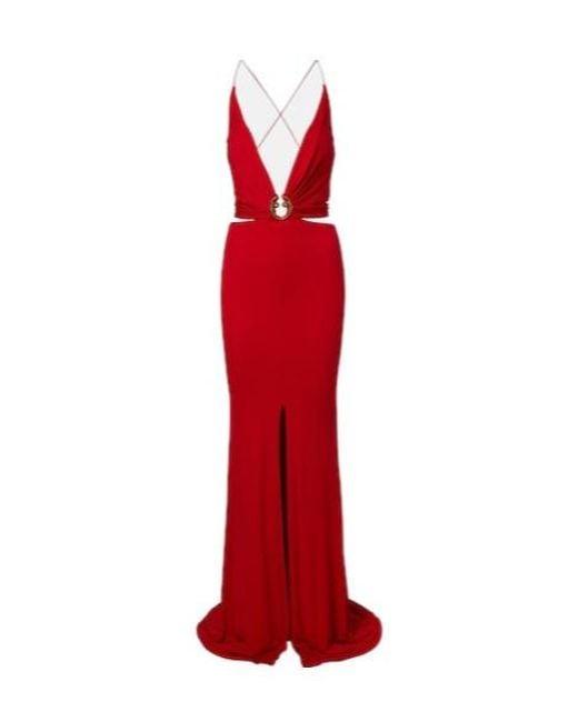 Roberto Cavalli Red Open-Back Gown