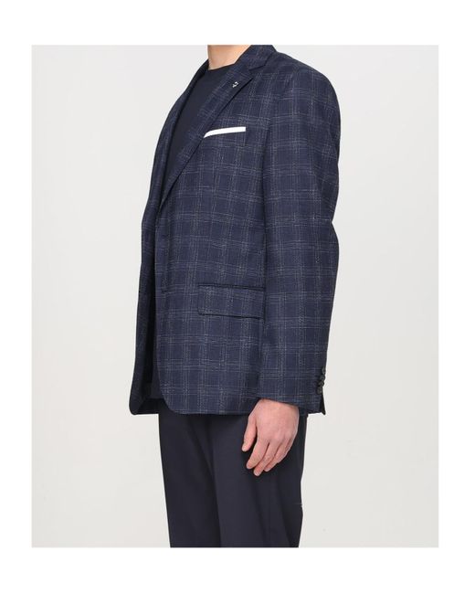 Boss Blue Checked Blazer for men