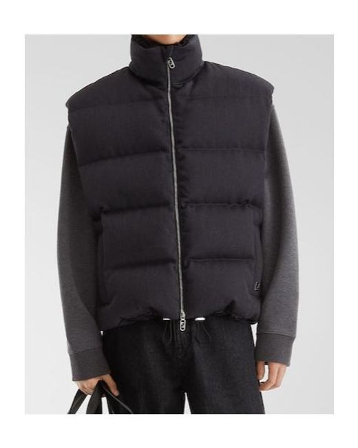 Fendi Blue High-Neck Zipped Gilet for men