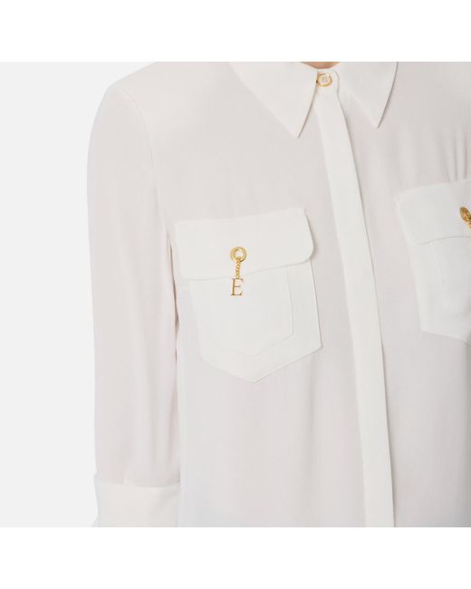 Elisabetta Franchi White Georgette Blouse