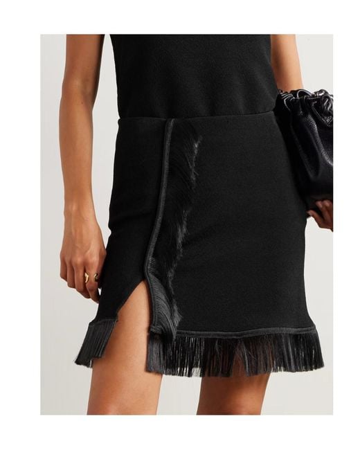 Jil Sander Black High Waist Fringed Mini Skirt
