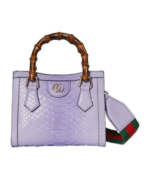 Gucci Purple Diana Small Python Tote Bag